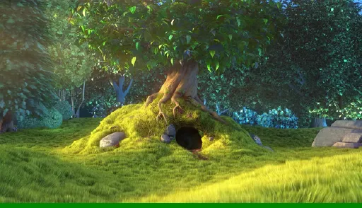 A representative frame from an MP4 video of a forest path
