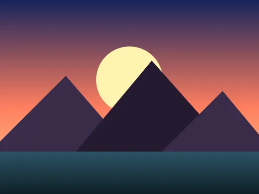 A flat vector illustration of pyramids at sunset from an SVG file